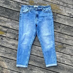 KanCan Blue‎ Wash Distressed Denim Cropped Jeans Womens Size 13/30